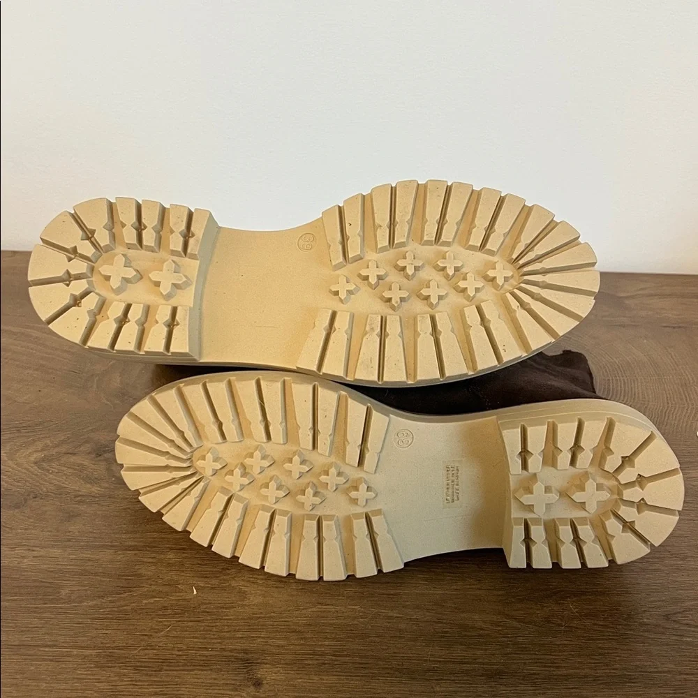 Anthropologie Pop Lace Brown Suede Hiker Boot Sz 9